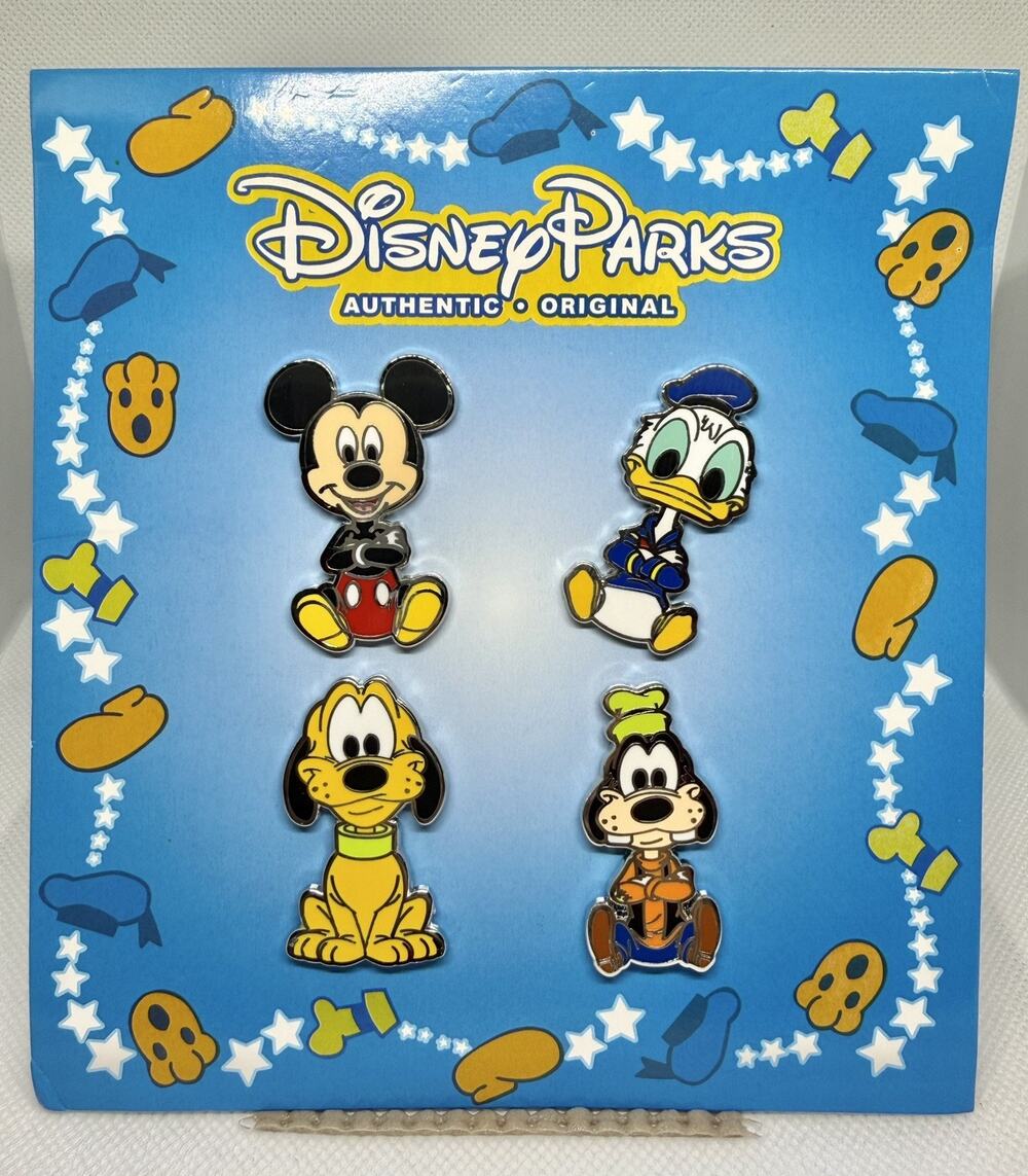 Disney Parks Pin Trading 2014 Mickey, Donald, Pluto, and Goofy Pin Set